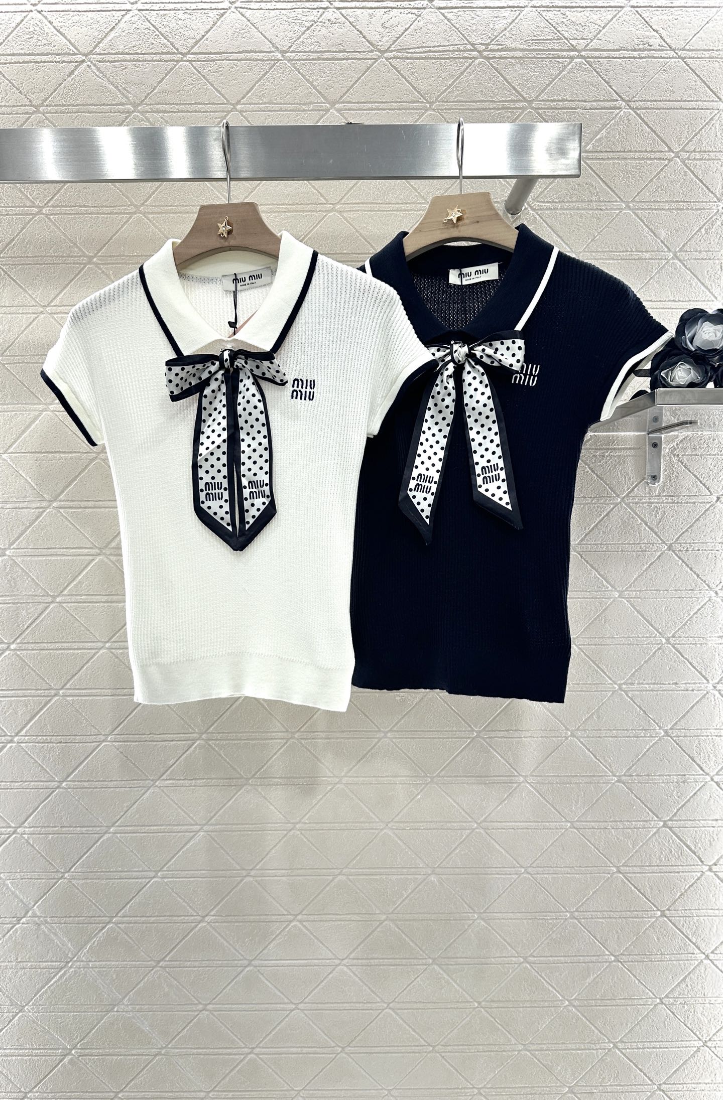 M 2025 new product Bow knitted short sleeves