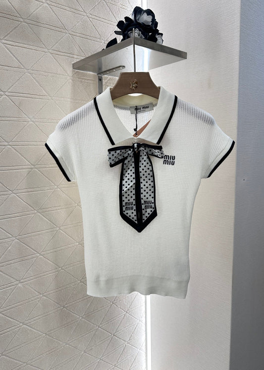 M 2025 new product Bow knitted short sleeves