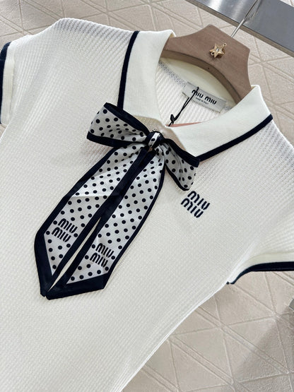 M 2025 new product Bow knitted short sleeves