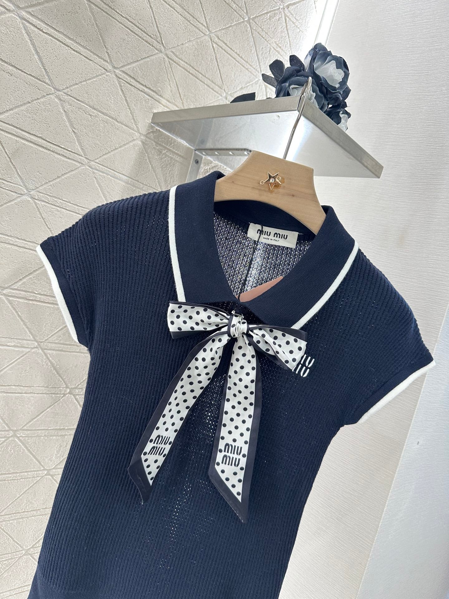 M 2025 new product Bow knitted short sleeves