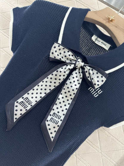 M 2025 new product Bow knitted short sleeves