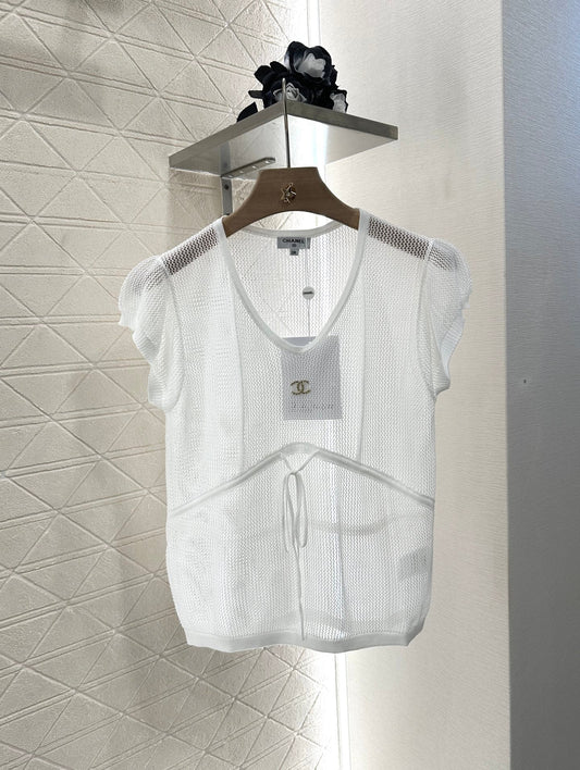 C 2025 new product Hollow knitted short sleeves