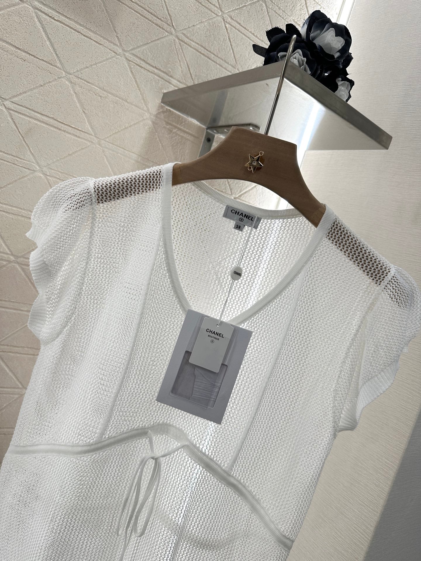 C 2025 new product Hollow knitted short sleeves
