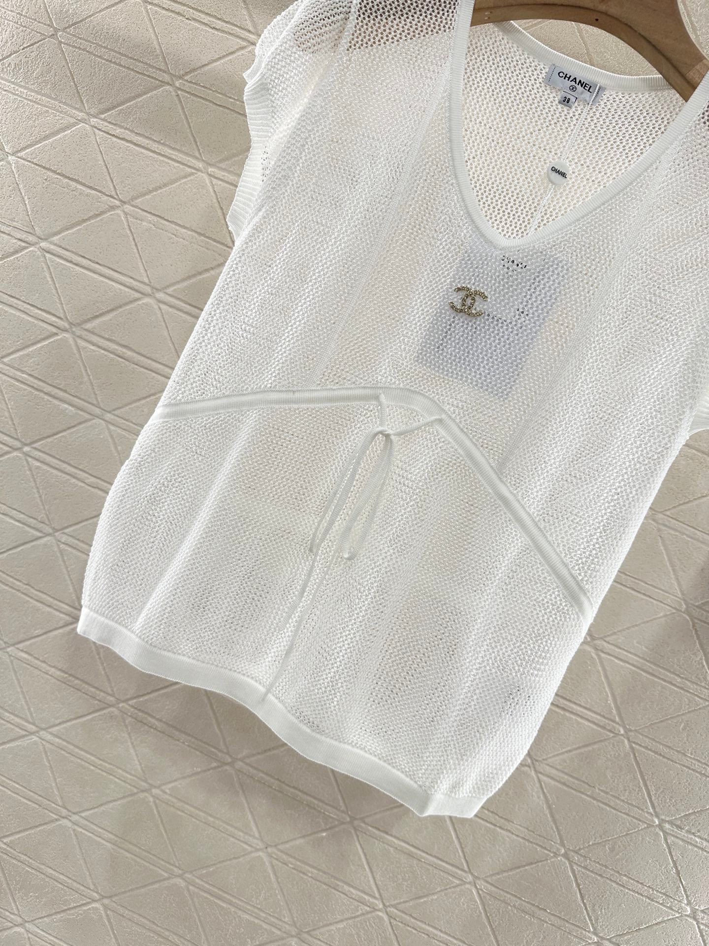 C 2025 new product Hollow knitted short sleeves