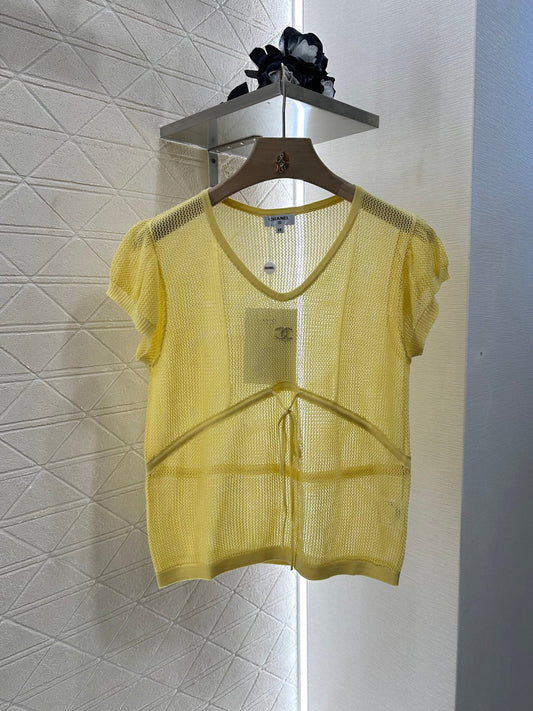 C 2025 new product Hollow knitted short sleeves
