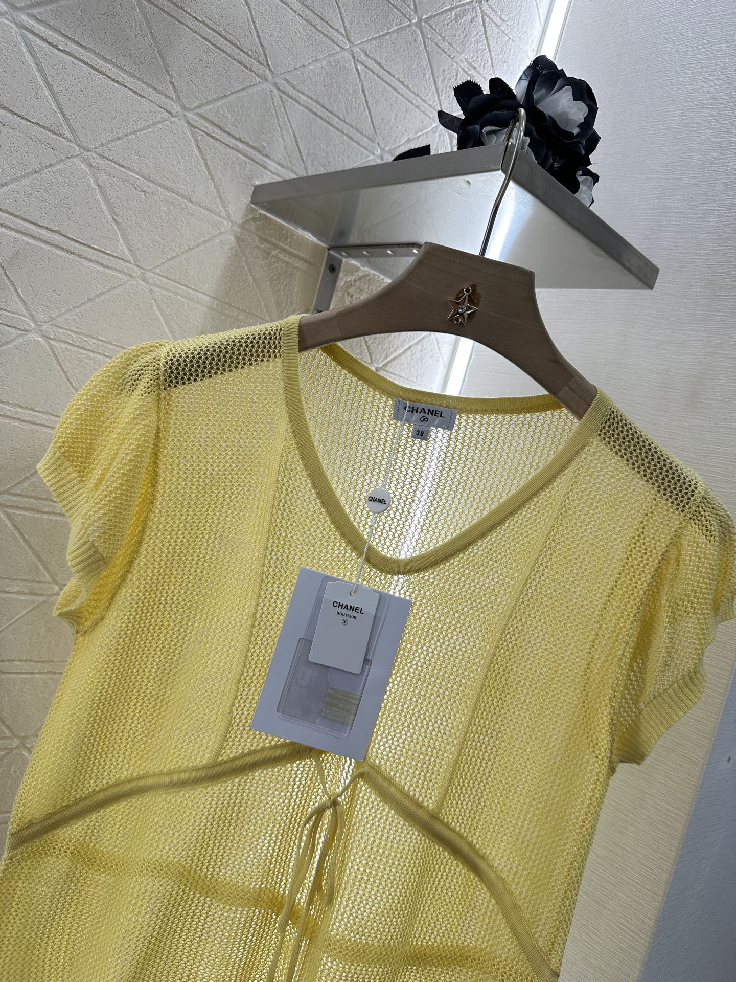 C 2025 new product Hollow knitted short sleeves