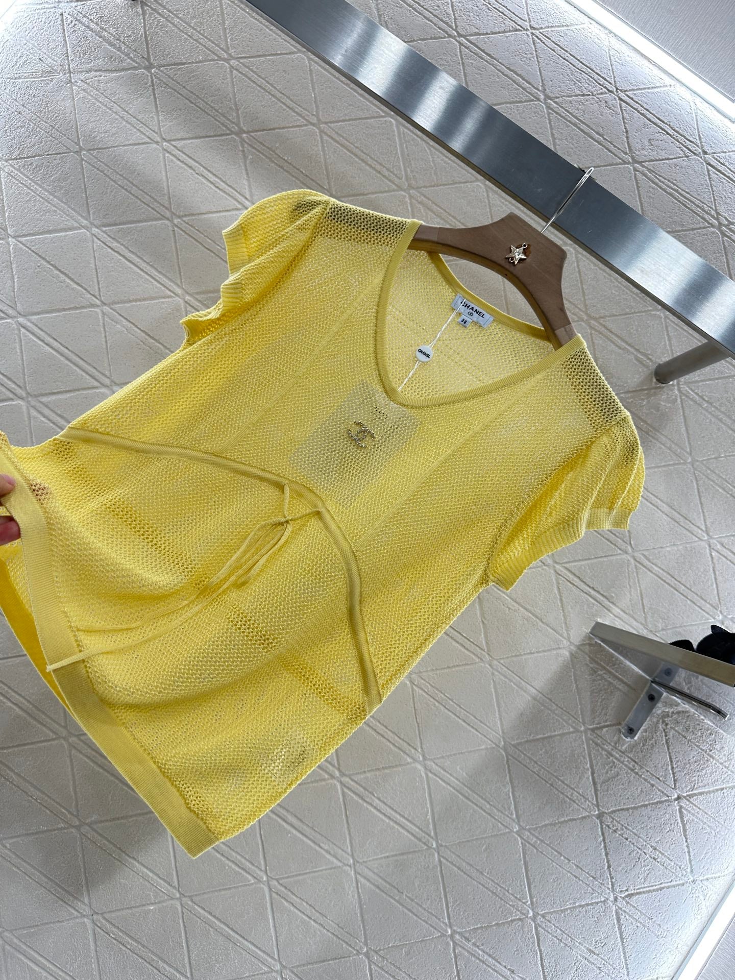C 2025 new product Hollow knitted short sleeves