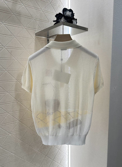 Lo 2025 new product Embroidered knitted short sleeves