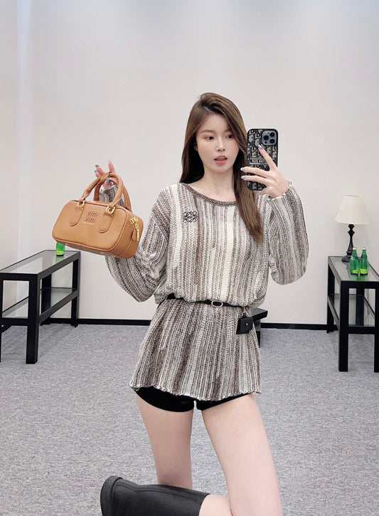 Lo 2025 new product Belt knitted top
