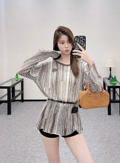 Lo 2025 new product Belt knitted top