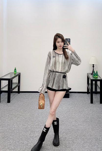 Lo 2025 new product Belt knitted top