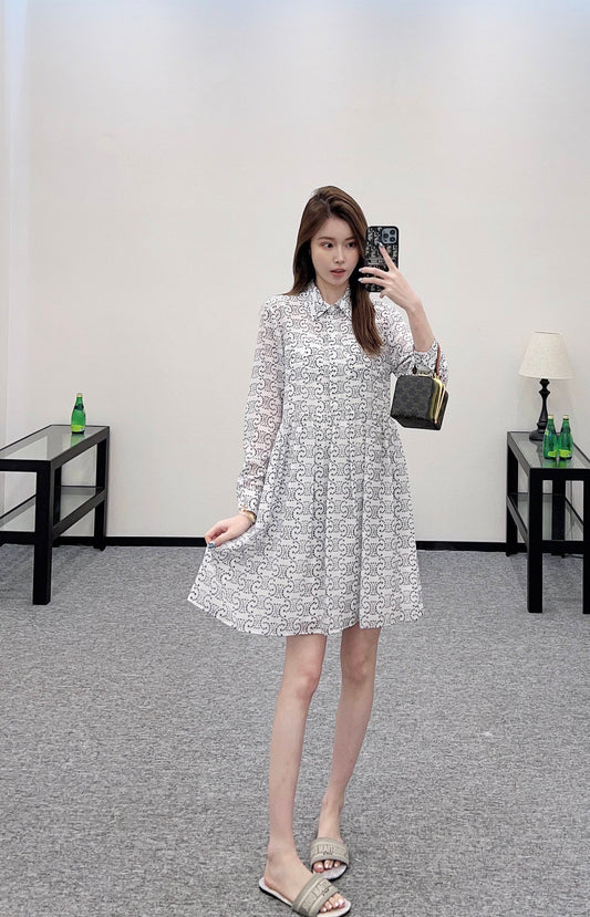 C 2025 new product Printed silk dress