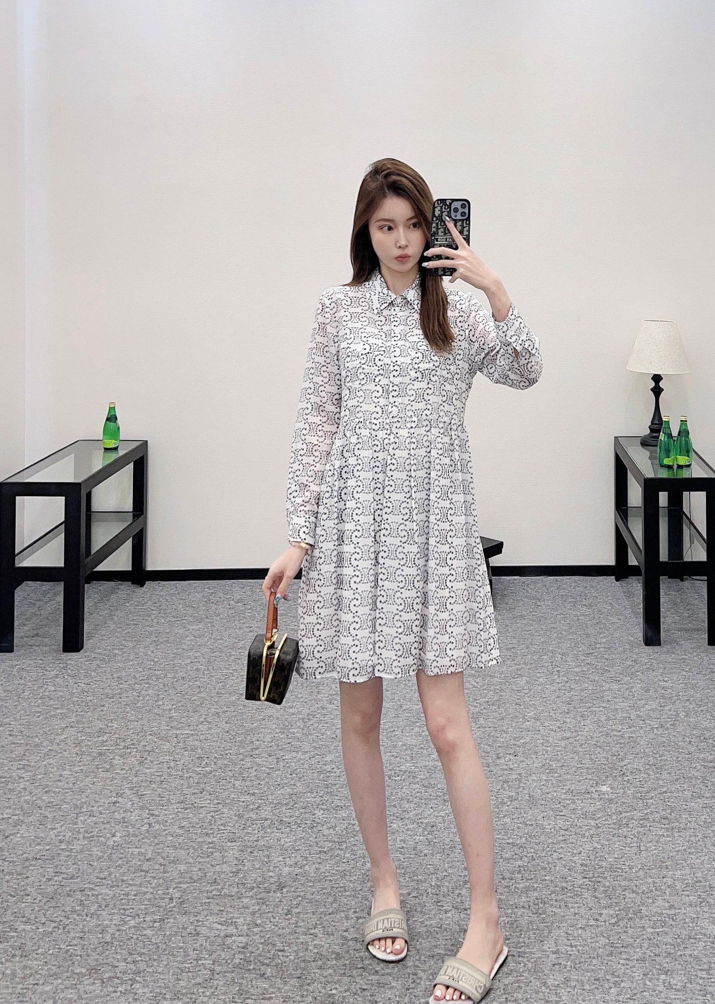 C 2025 new product Printed silk dress