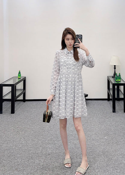 C 2025 new product Printed silk dress