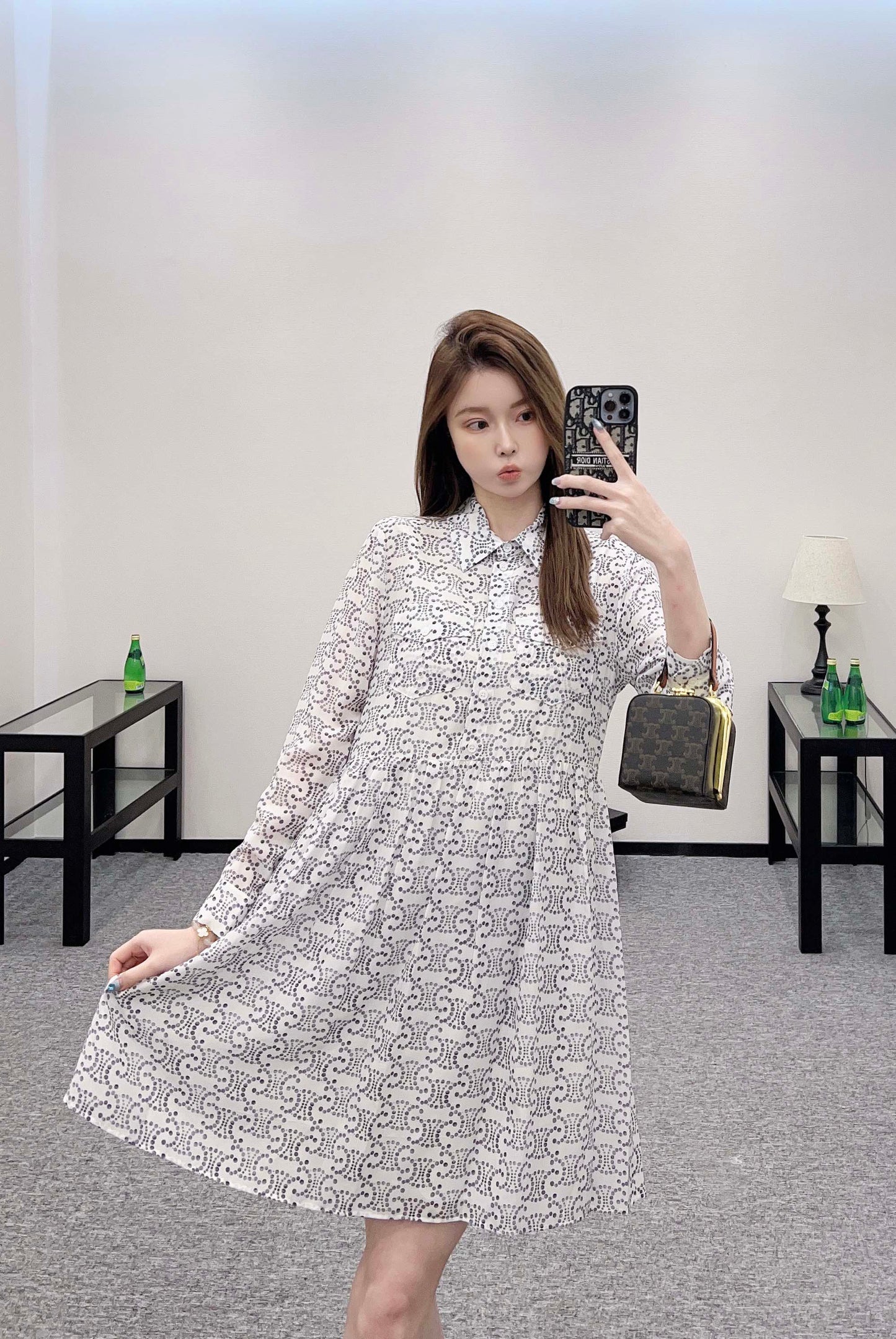 C 2025 new product Printed silk dress