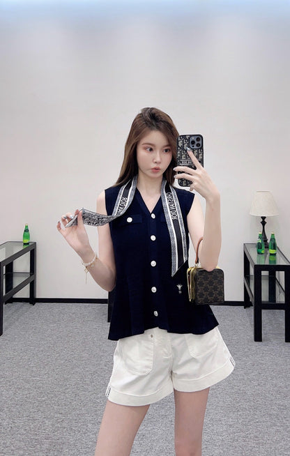 D 2025 new product Silk scarf knitted vest