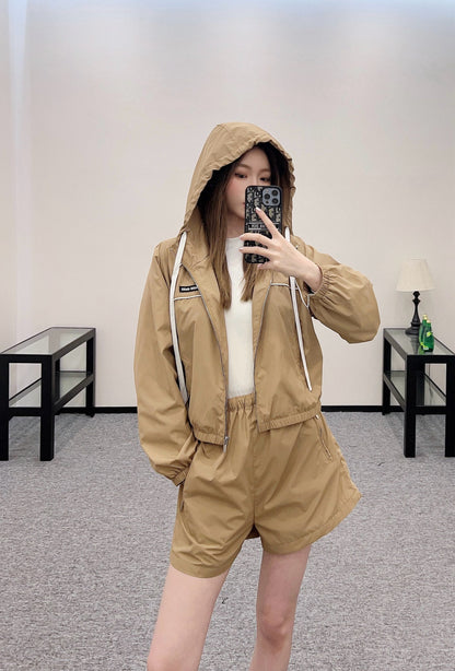 M 2025 new product Hooded jacket and shorts set
