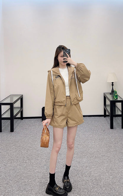 M 2025 new product Hooded jacket and shorts set