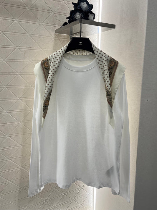 2025 New Products Scarf Round Neck Top