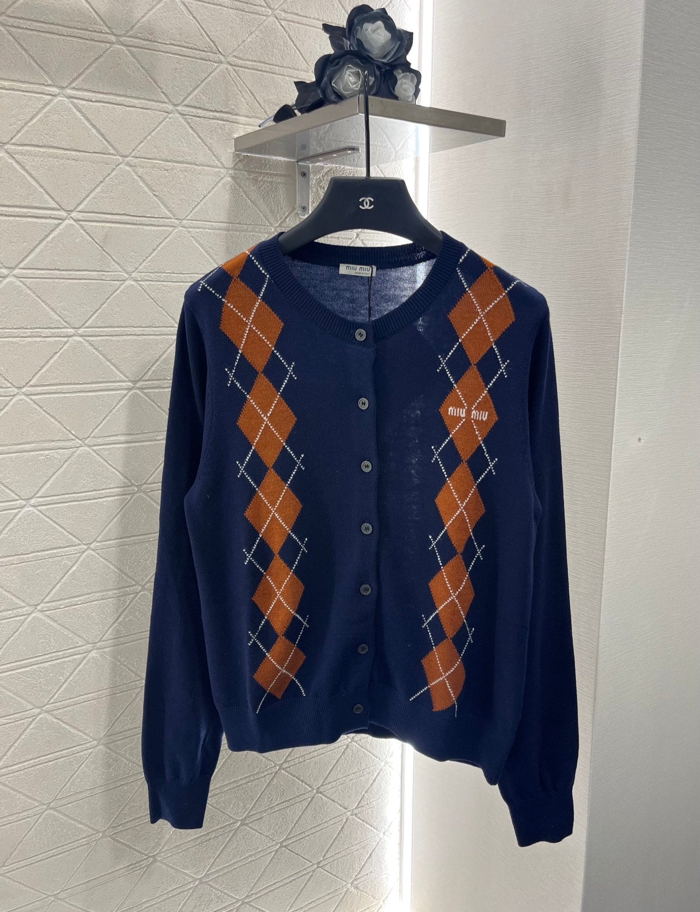 M 2025 new product Diamond knitted cardigan
