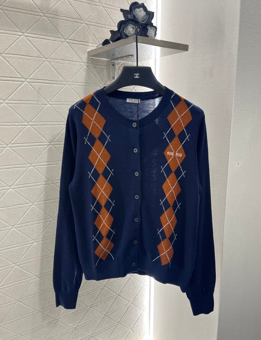 M 2025 new product Diamond knitted cardigan