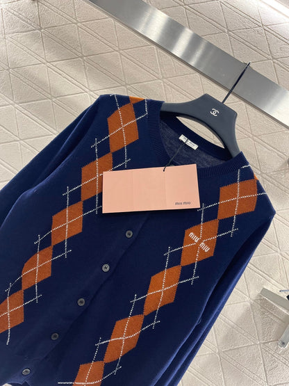 M 2025 new product Diamond knitted cardigan