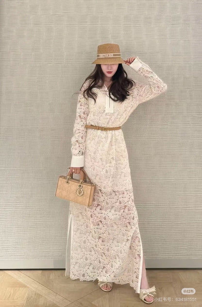 D 25fw lace shirt dress