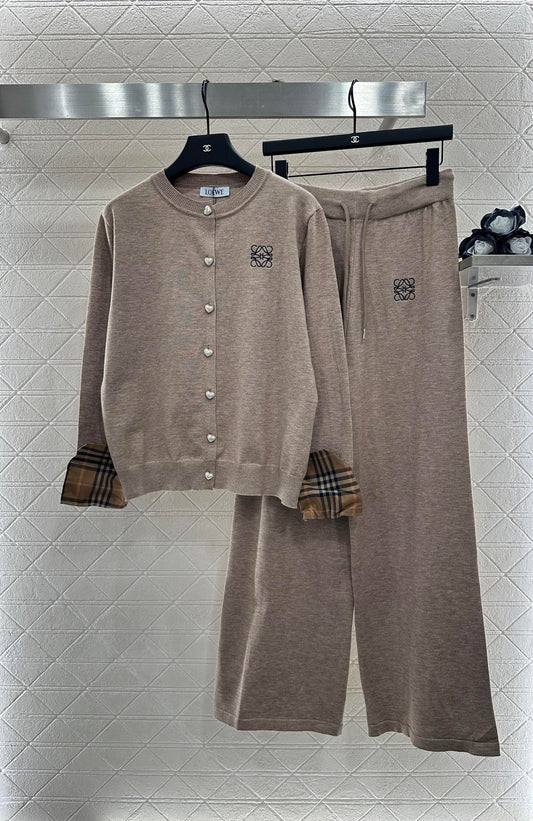 LO 2025 New Arrivals Knitted Cardigan and Pants Set