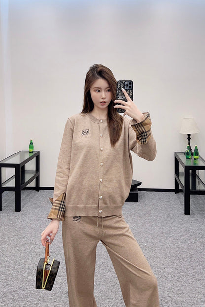 LO 2025 New Arrivals Knitted Cardigan and Pants Set