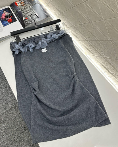 C 2025 New Arrival Knitted Long-Sleeved Skirt Set