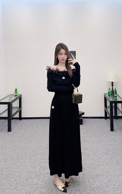 C 2025 New Arrival Knitted Long-Sleeved Skirt Set