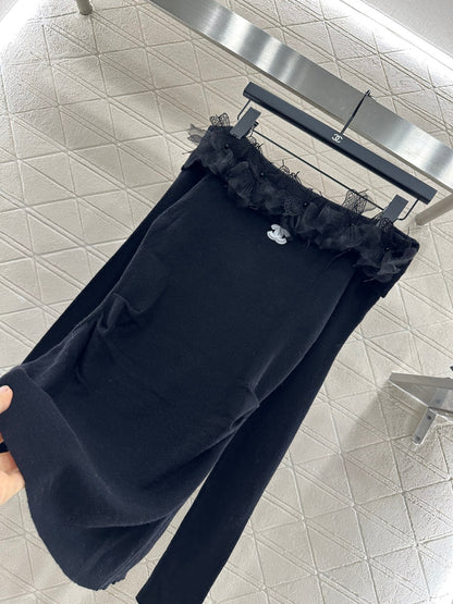 C 2025 New Arrival Knitted Long-Sleeved Skirt Set