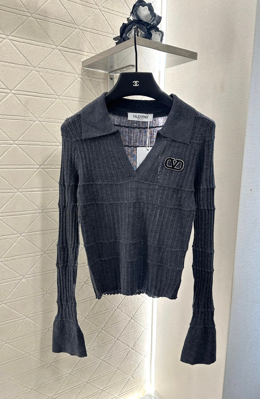 V 2025 New Arrival Lapel Knit Top