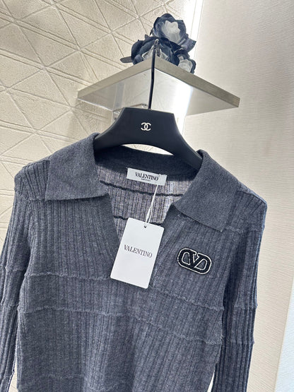 V 2025 New Arrival Lapel Knit Top