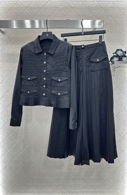 C 2025 New Arrival Long-sleeved shirt and culottes set