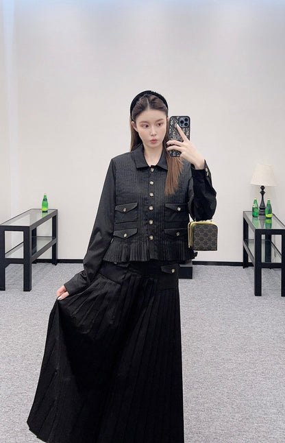 C 2025 New Arrival Long-sleeved shirt and culottes set