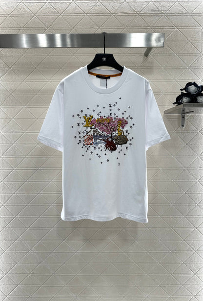 L 2025 New Arrivals Round-Neck Embroidered Short Sleeves