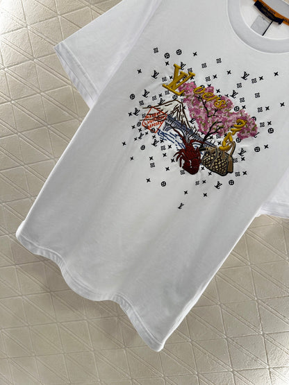 L 2025 New Arrivals Round-Neck Embroidered Short Sleeves