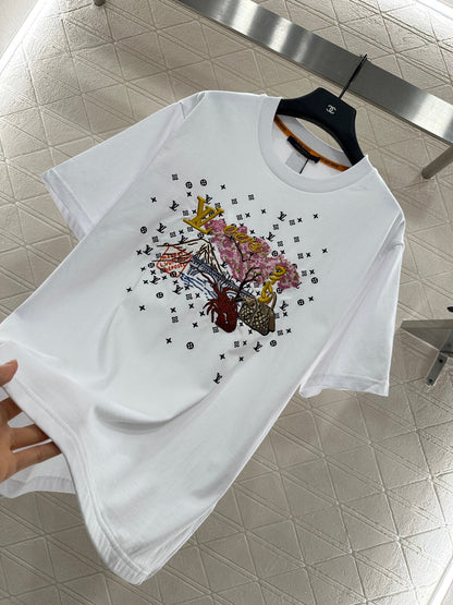 L 2025 New Arrivals Round-Neck Embroidered Short Sleeves