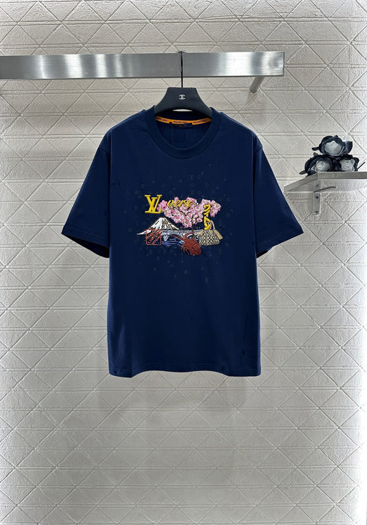 L 2025 New Arrivals Round-Neck Embroidered Short Sleeves