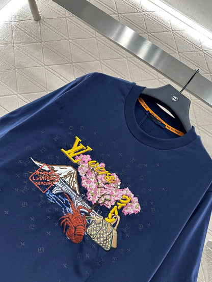L 2025 New Arrivals Round-Neck Embroidered Short Sleeves
