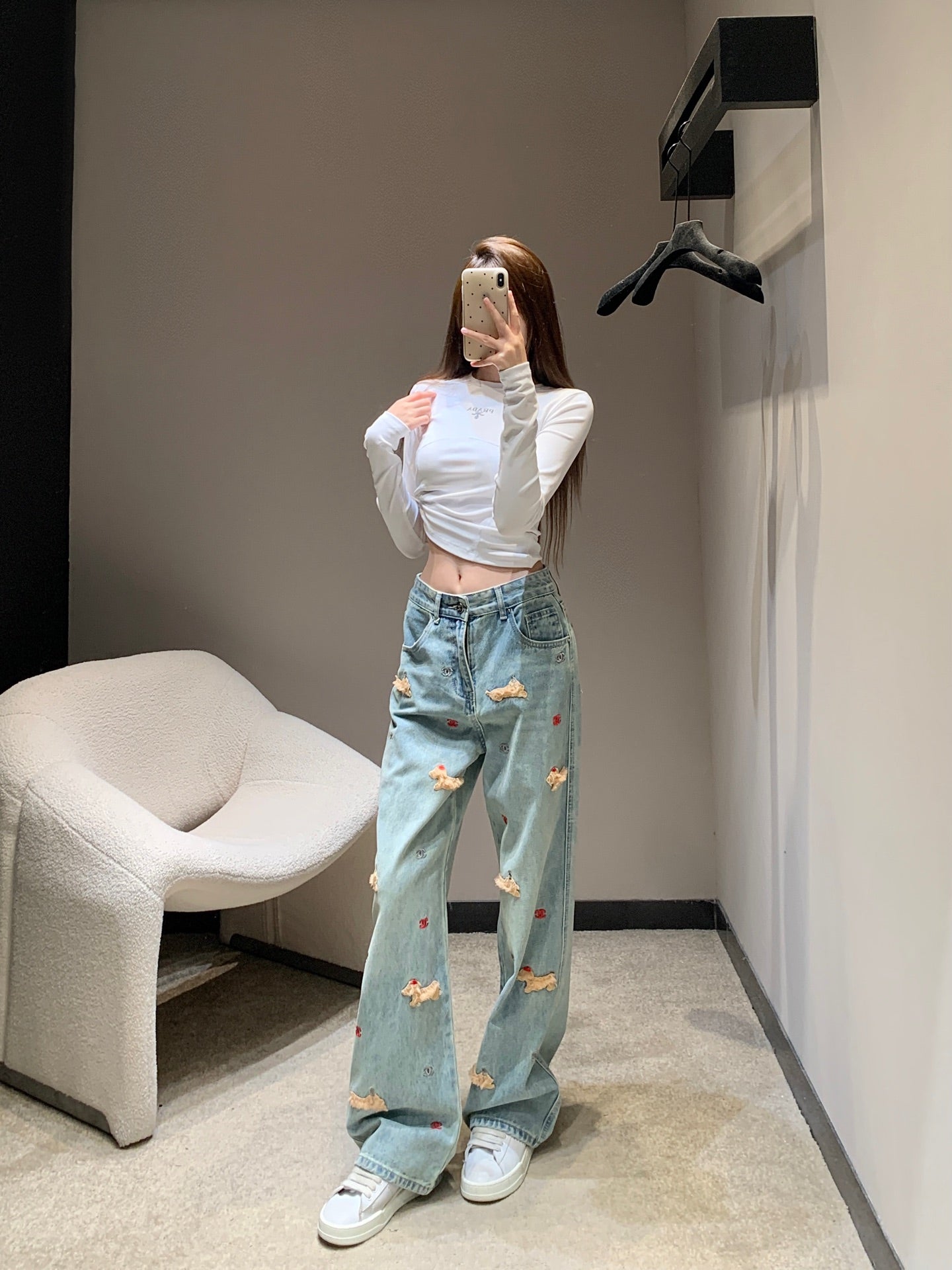 C 25fw 3D Animal Print Straight-Leg Denim Pants