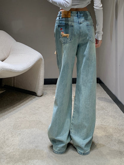 C 25fw 3D Animal Print Straight-Leg Denim Pants