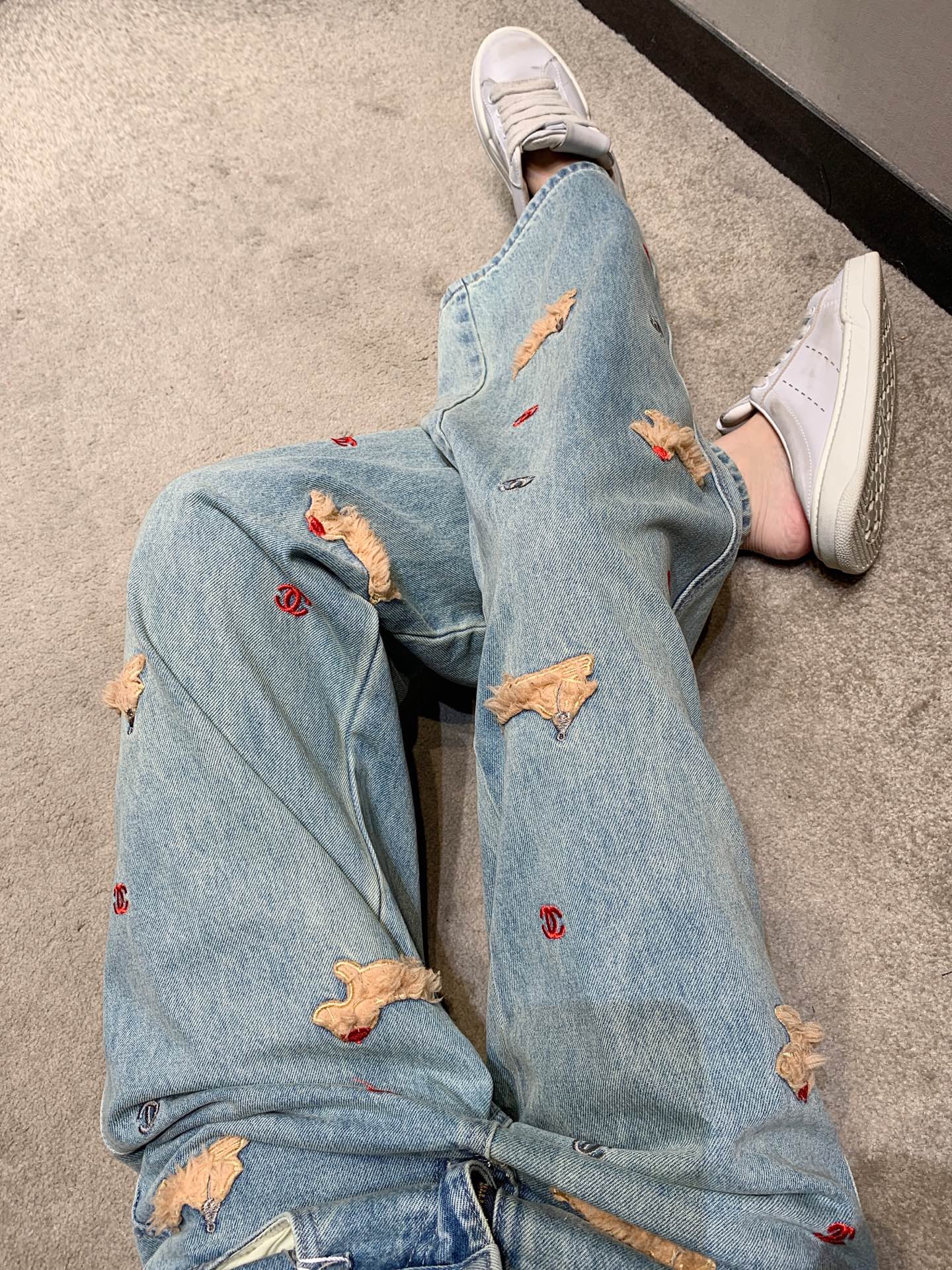 C 25fw 3D Animal Print Straight-Leg Denim Pants