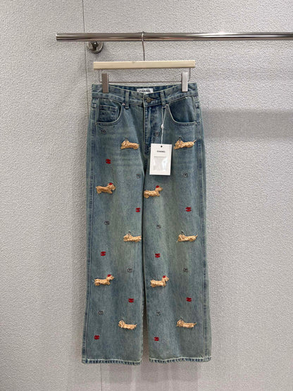 C 25fw 3D Animal Print Straight-Leg Denim Pants