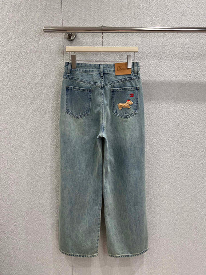 C 25fw 3D Animal Print Straight-Leg Denim Pants