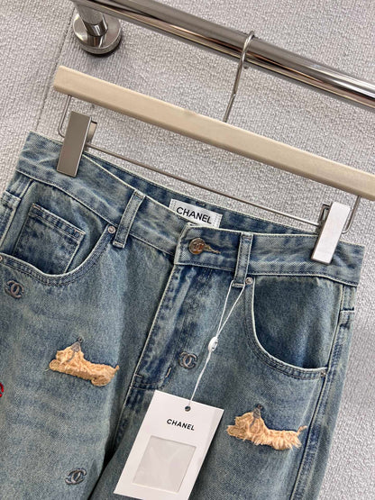 C 25fw 3D Animal Print Straight-Leg Denim Pants