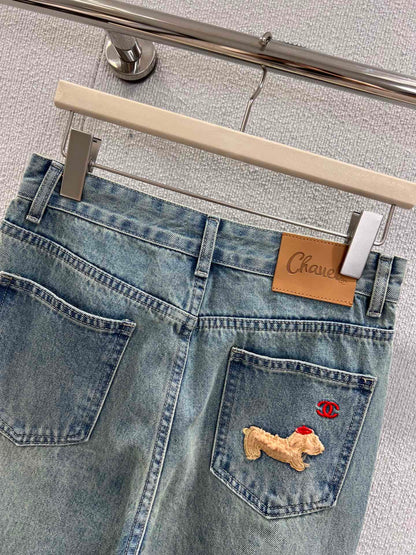 C 25fw 3D Animal Print Straight-Leg Denim Pants