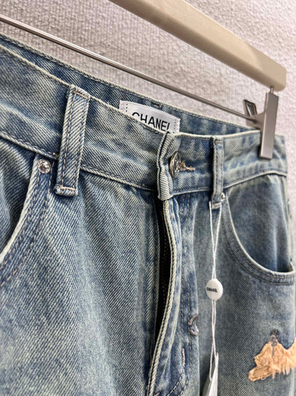 C 25fw 3D Animal Print Straight-Leg Denim Pants