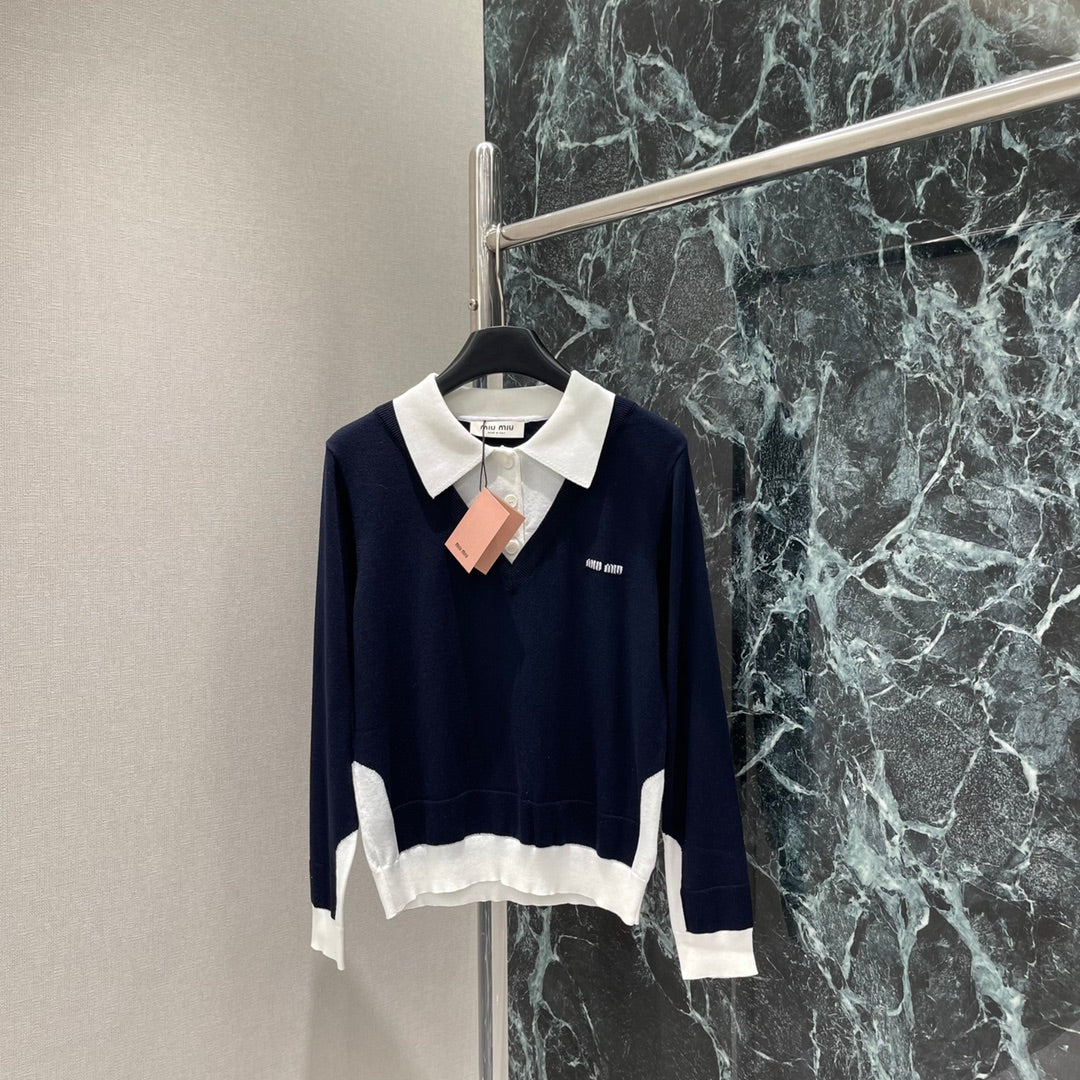 M 25fw fake two-piece knit sweater